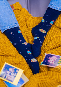 chaussettes vegan motifs de l'espace