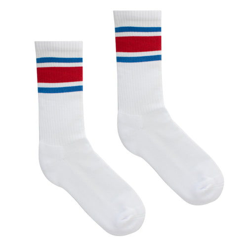 Chaussettes Sport 90's rayures bleues et rouges