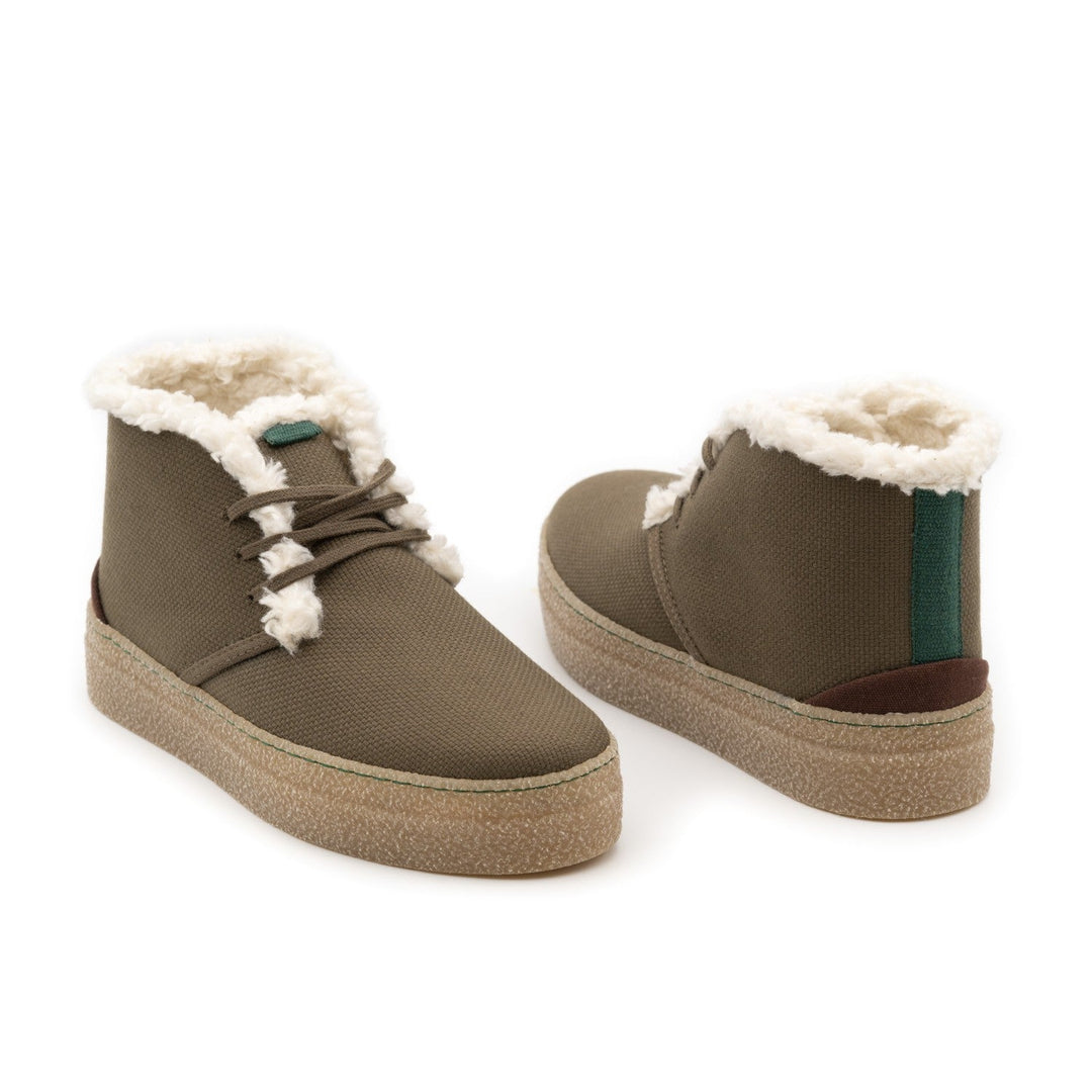 Vegan winter booty of recycled cotton khaki - VESICA PISCIS FOOTWEAR