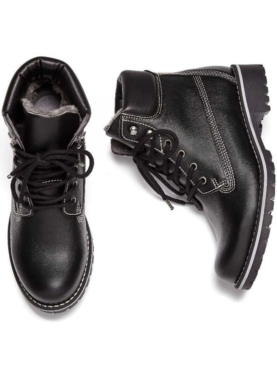 Dock Boots en cuir vegan noir avec intérieur fourré