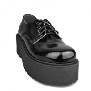 chaussures à plateforme noires vernies femme