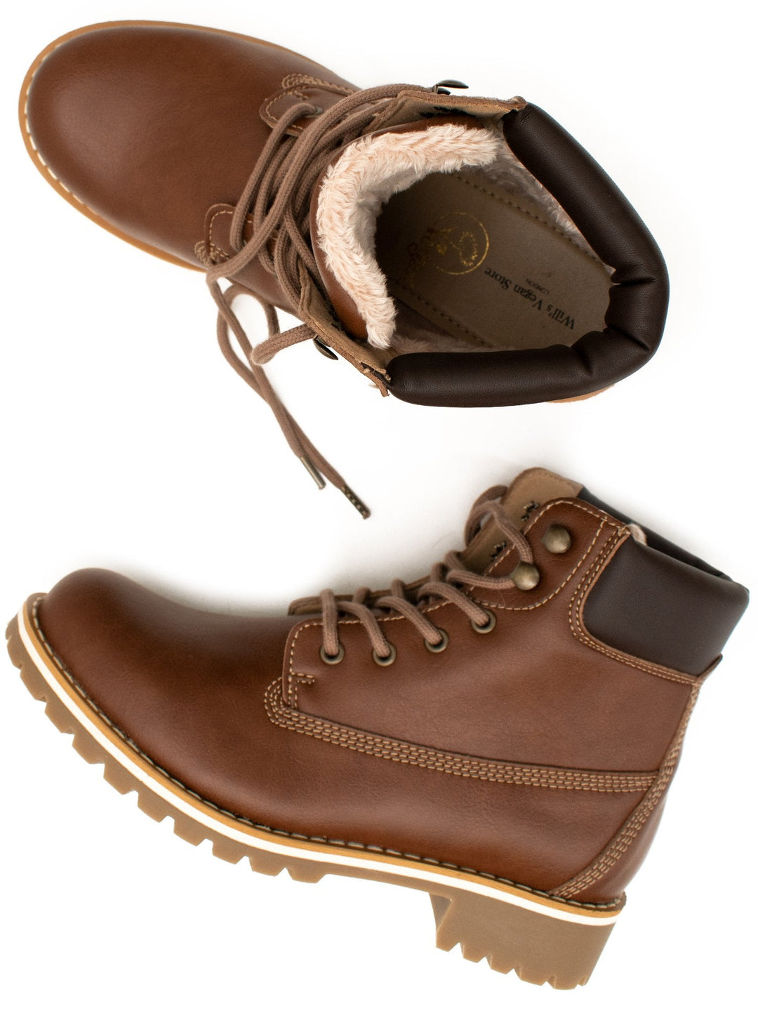 Dock Boots en cuir vegan marron avec intérieur fourré