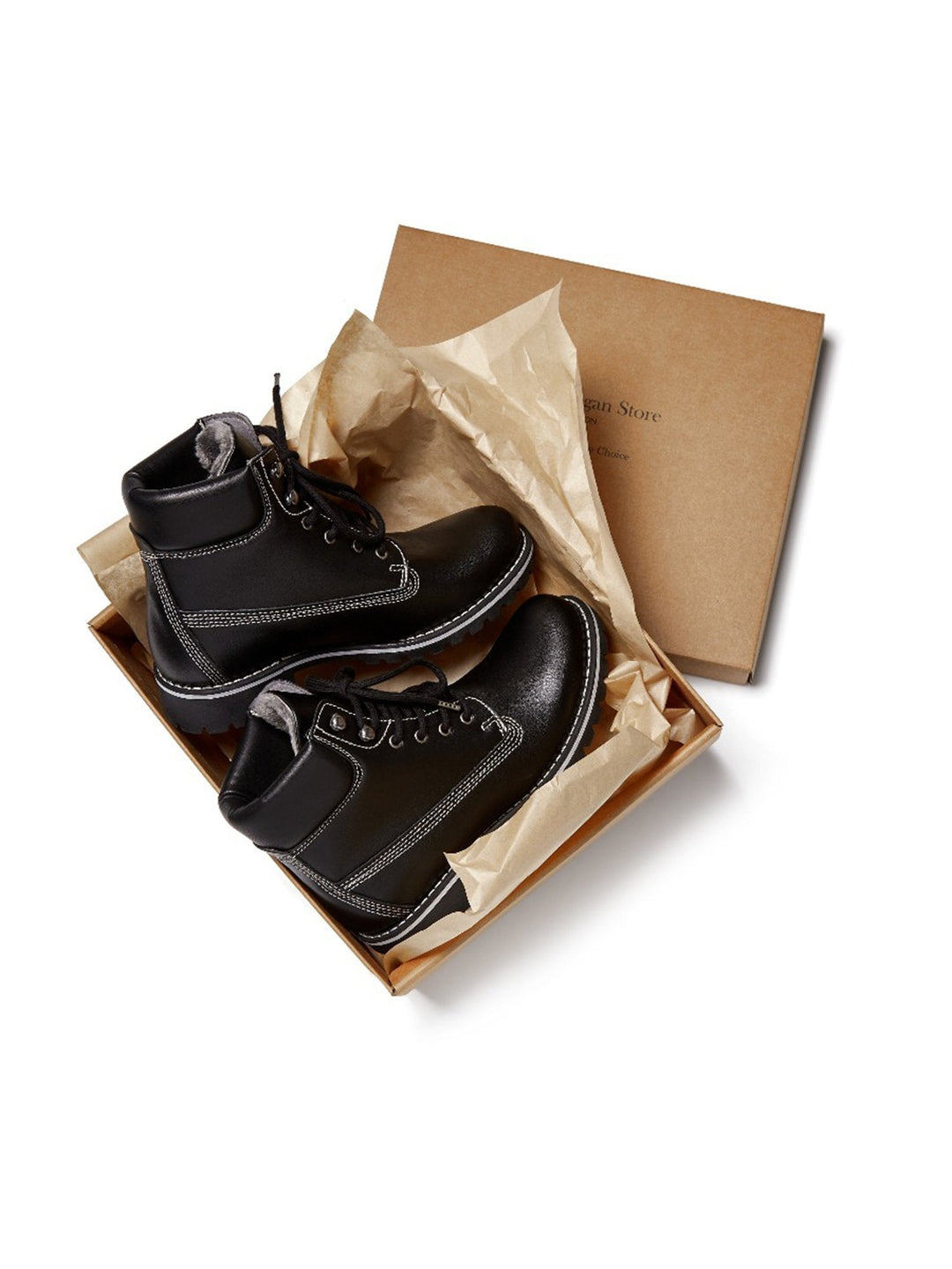 Dock Boots en cuir vegan noir avec intérieur fourré