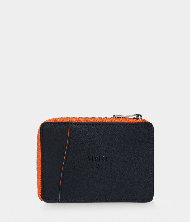 Grand porte-carte zippé Mylo™️ orange en mycélium, structure souterraine des champignons - éthique, écoresponsable, écologique, durable et sans cruauté