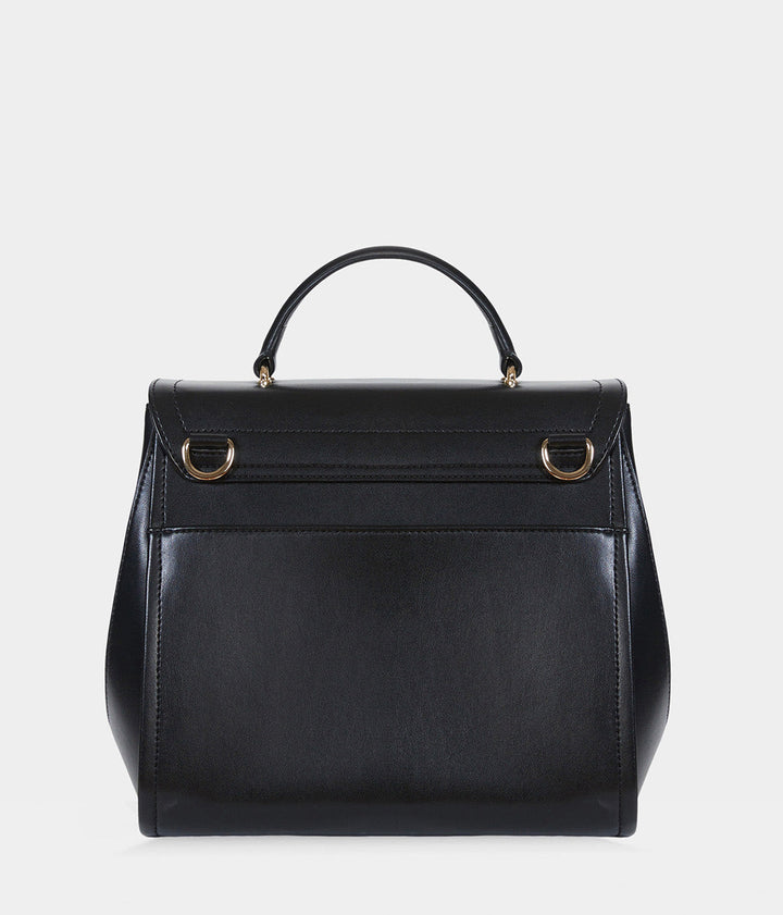Sac à main simili cuir vegan Paname full Apple Skin noir fermoir doré, sans cuir, éthique, écoresponsable, écologique, recyclé et sans cruauté.