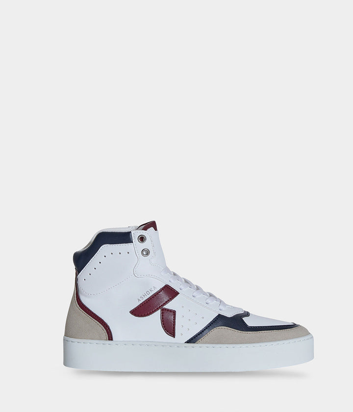 Sneaker motante biosourcée &amp; recyclée Matéo bordeaux-marine - basket éthique, écoresponsable et vegan.