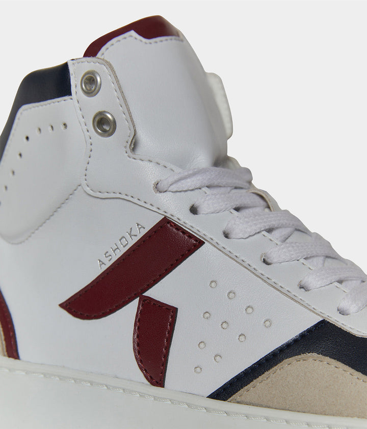 Sneaker motante biosourcée &amp; recyclée Matéo bordeaux-marine - basket éthique, écoresponsable et vegan.