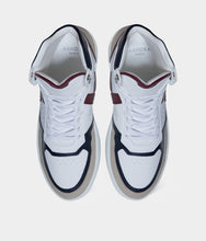 Load image into Gallery viewer, Sneaker motante biosourcée &amp; recyclée Matéo bordeaux-marine vue haute - basket éthique, écoresponsable et vegan.