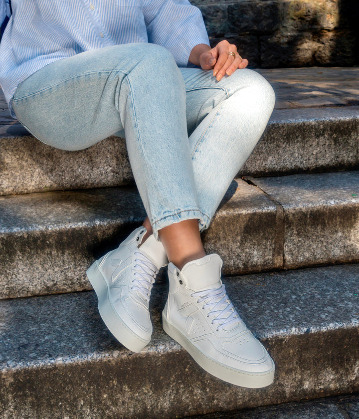Sneaker Matéo montante biosourcée &amp; recyclée blanche - Tennis éthique, écoresponsable et vegan