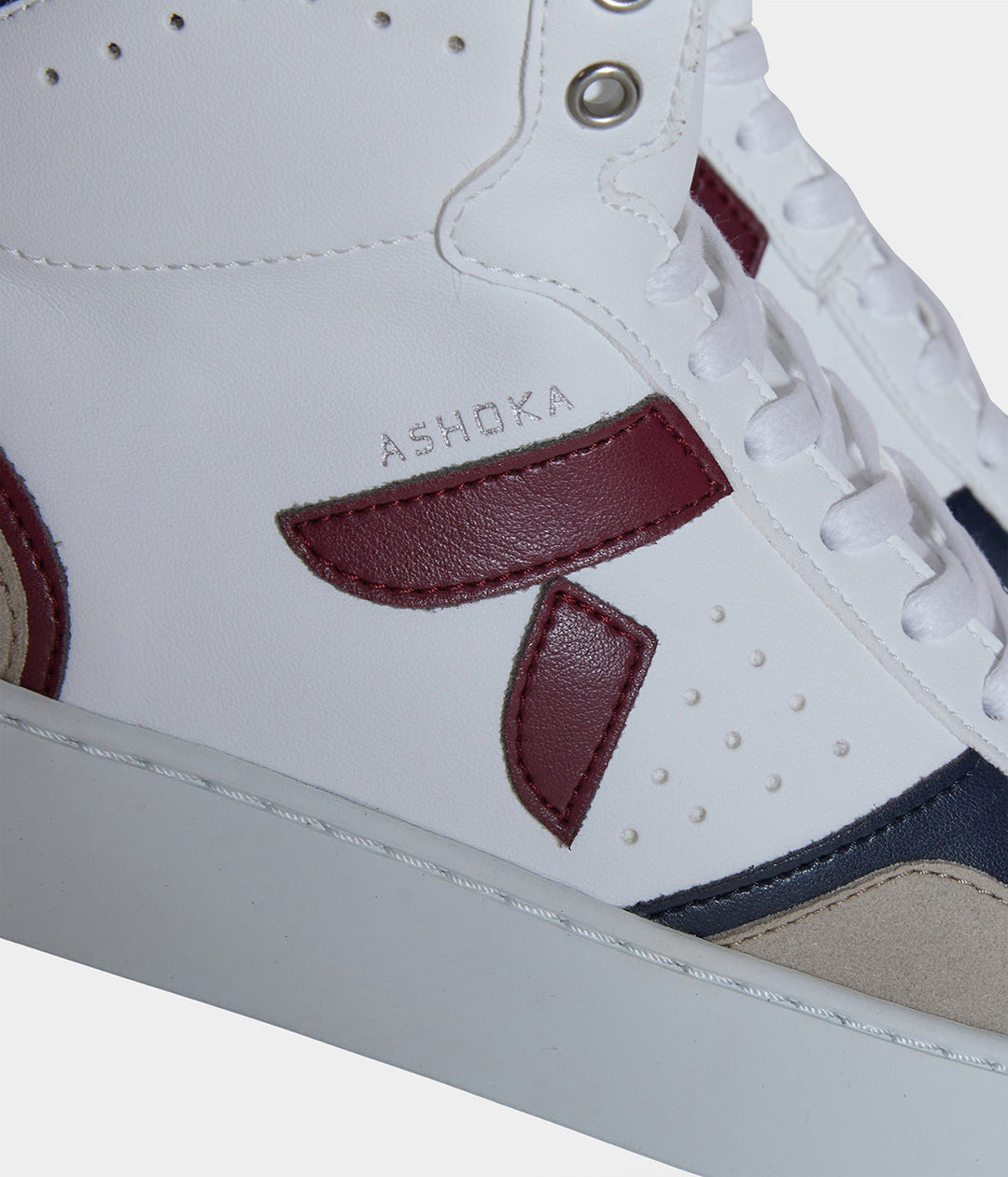 Détails sneaker motante biosourcée &amp; recyclée Matéo bordeaux-marine - basket éthique, écoresponsable et vegan.