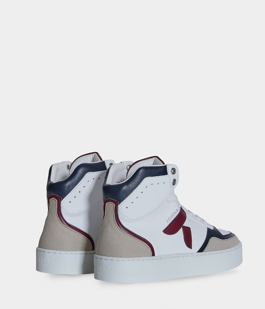 Sneaker motante biosourcée &amp; recyclée Matéo bordeaux-marine - basket éthique, écoresponsable et vegan.