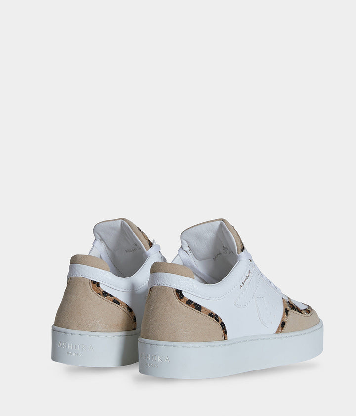 Sneaker Mateo Basse biosourcée &amp; recyclée Léopard 3/4 dos - tennis éthique, écoresponsable et vegan