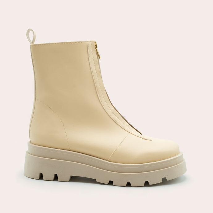 bottines vegan couleur crème en cuir vegan de mais