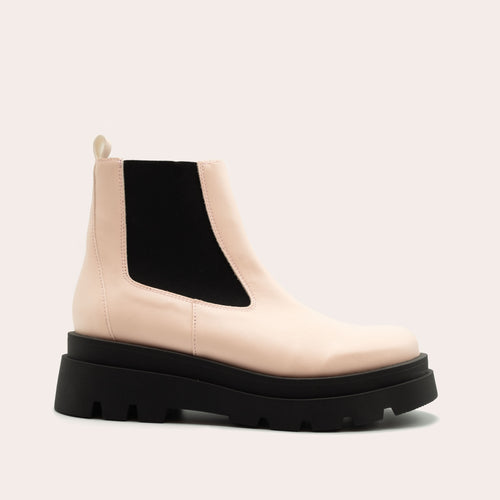 bottines en cuir de mais rose clair