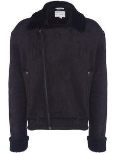 veste aviateur noire pour homme avec doublure sherpa vegan