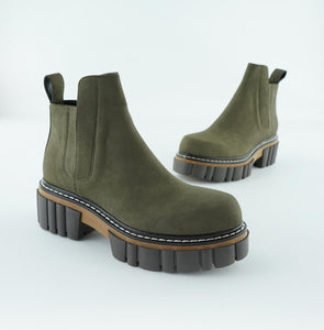 bottines vegan en daim khaki