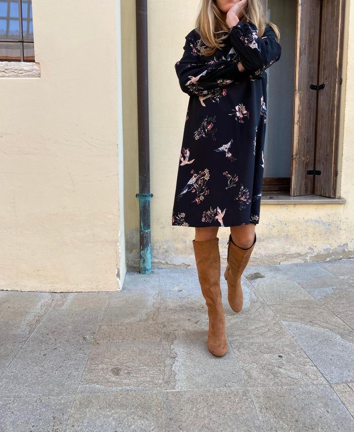bottes à talons en daim vegan marron 