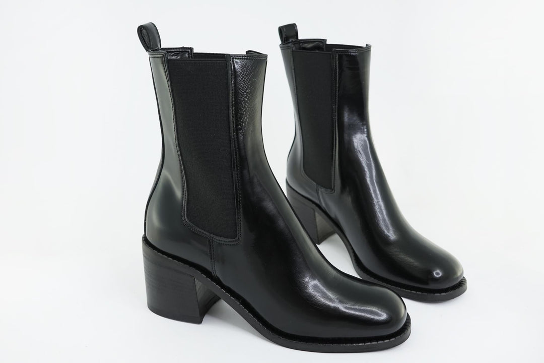 bottines vegan noires vernies à talons