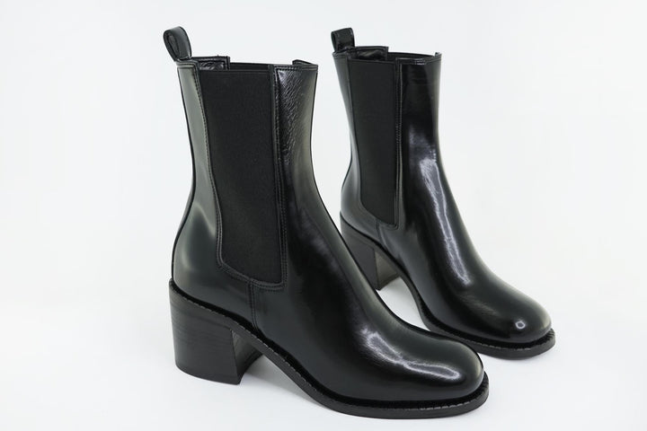 bottines vegan noires vernies à talons